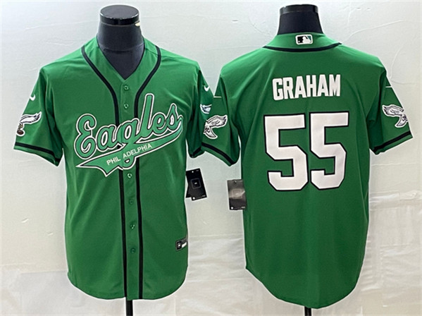 Men's Philadelphia Eagles #55 Brandon Graham Green Cool Base Stitched Baseball Jersey